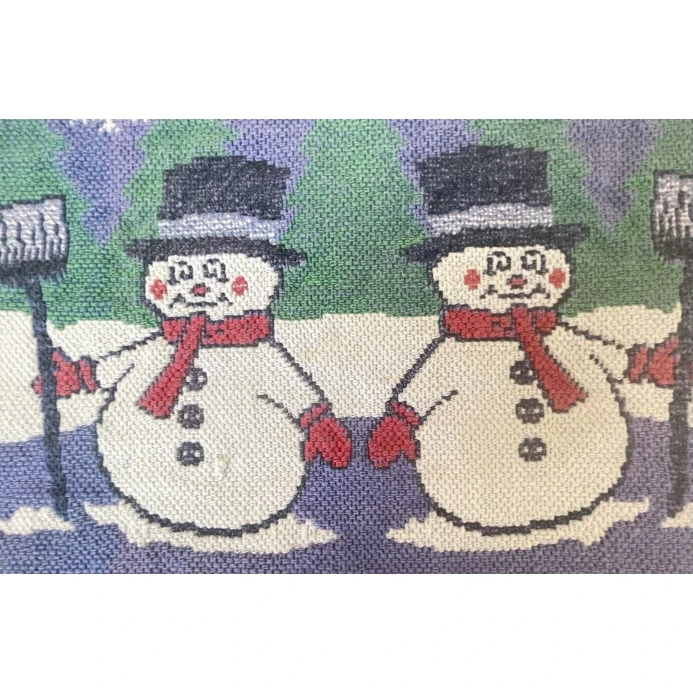 Snowman Tapestry Placemats Set of 4 Fringe Edges Winter Christmas Decor 17.5